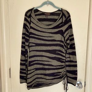 DANA BUCHMAN BLACK/GOLD METALLIC SWEATER-L